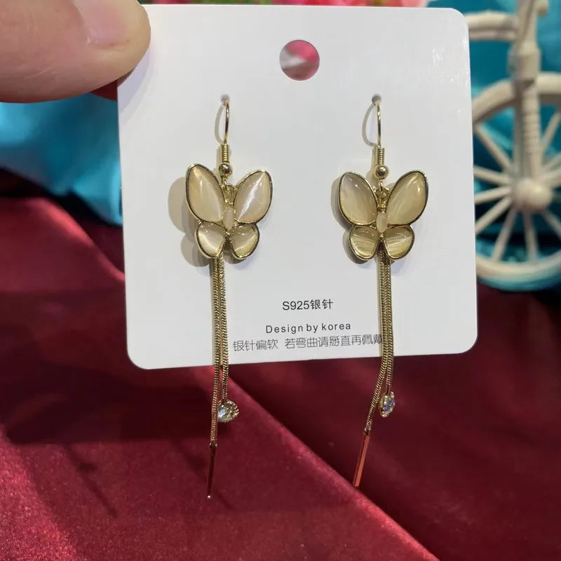Women’s Gold Butterfly Drop Earrings – Stylish Statement | THRILL