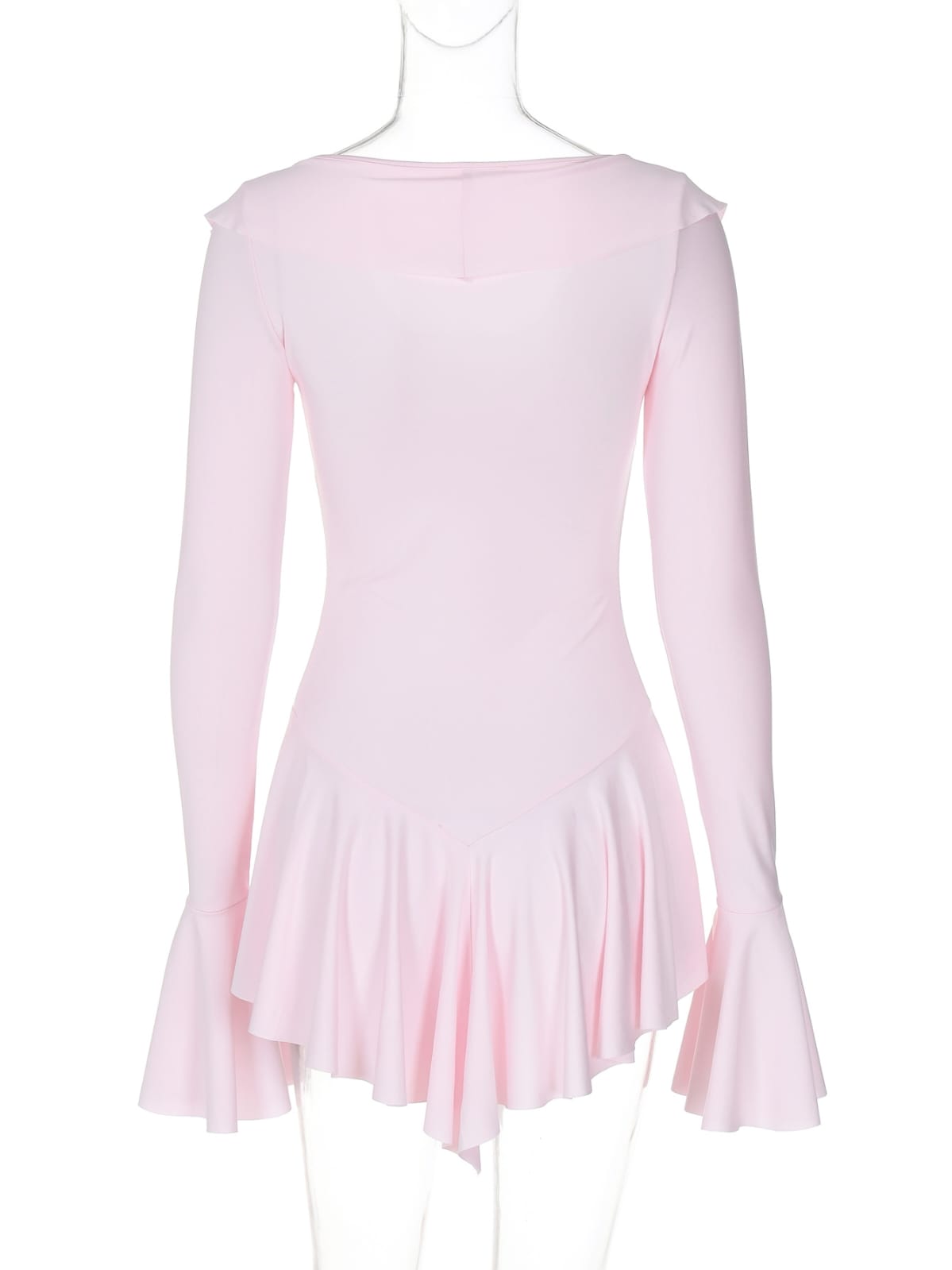 Women’s Ruffled Lace-Up V-Neck Long Sleeve Short Dress – Elegant & Chic | THRILL