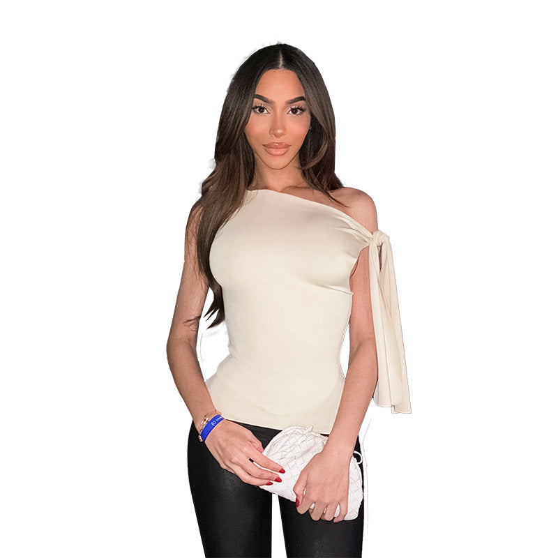 Women’s One Shoulder Patchwork Top – Sleeveless Chic | THRILL