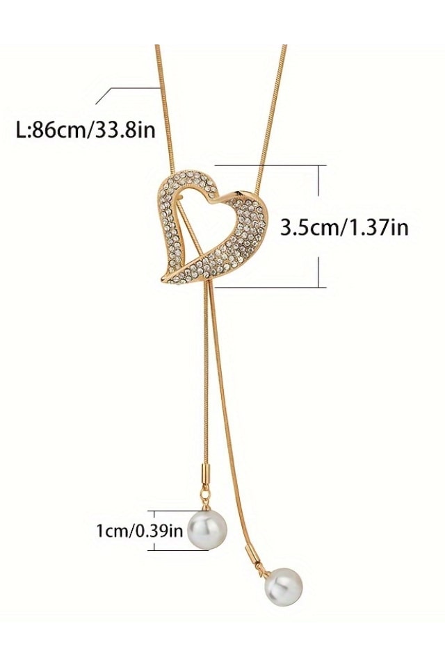 Women’s Gold Heart Y-Necklace – Snake Chain Design | THRILL