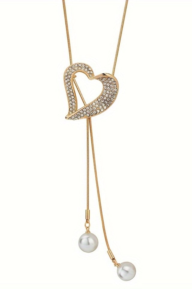 Women’s Gold Heart Y-Necklace – Snake Chain Design | THRILL