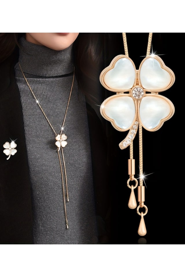 Women’s Four-Leaf Clover Necklace – Gold Plated Luxury | THRILL