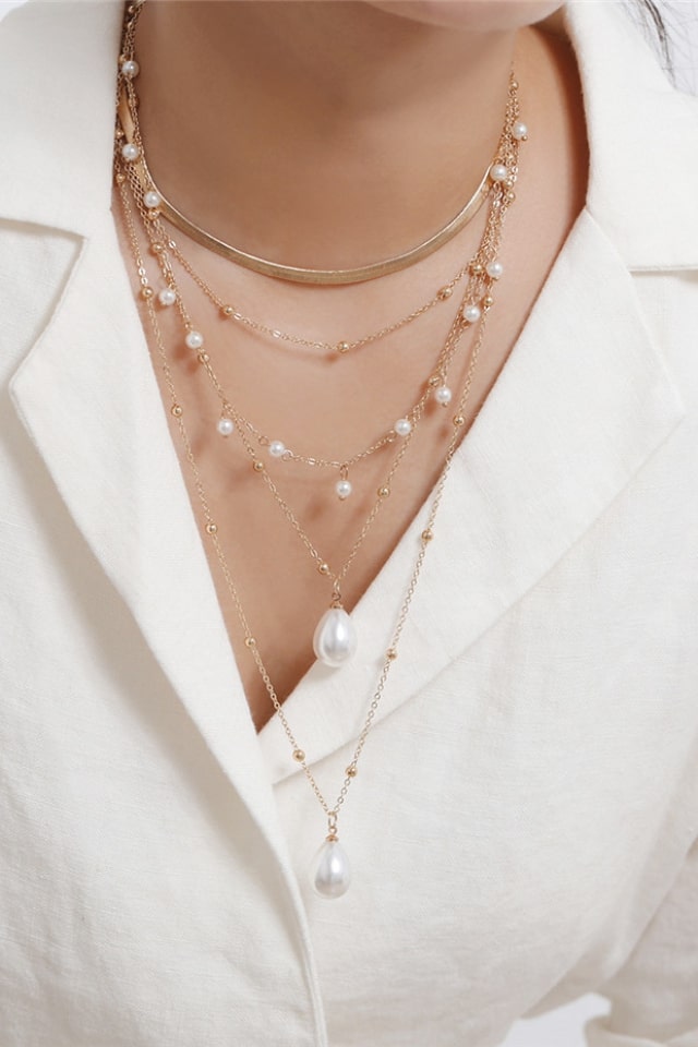 Women’s Gothic Baroque Pearl Tassel Necklace – Multi-Layered | THRILL