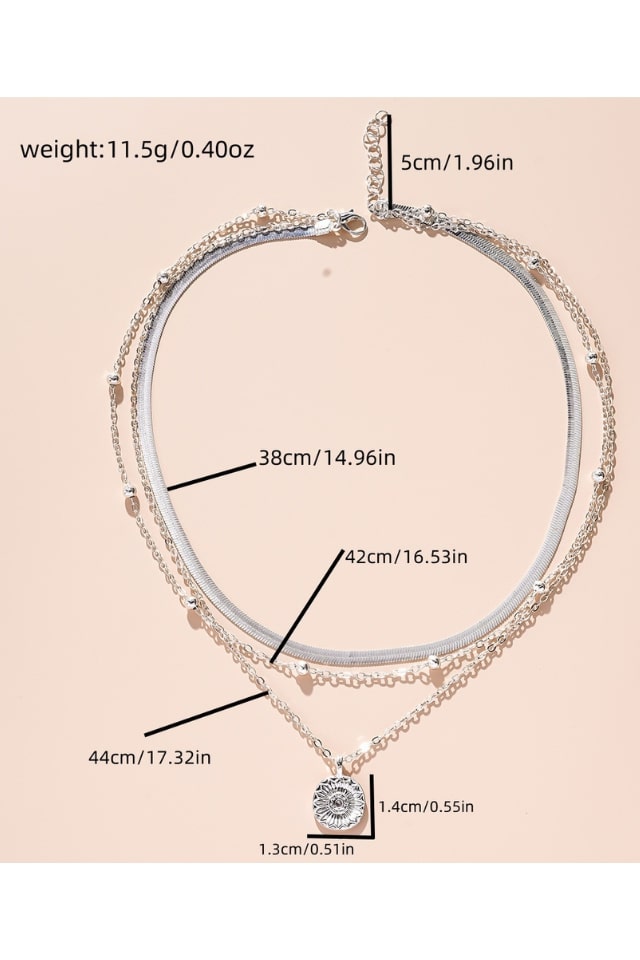 Women’s Silver Lotus Necklace – Multi-Layer Alloy Chain | THRILL