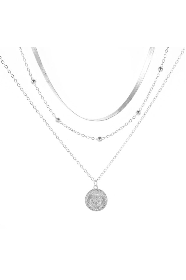 Women’s Silver Lotus Necklace – Multi-Layer Alloy Chain | THRILL