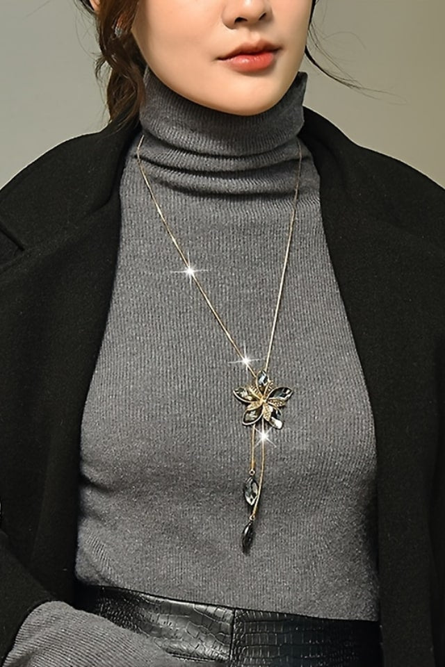 Women’s Elegant Flower Y-Necklace – Alloy Snake Chain | THRILL