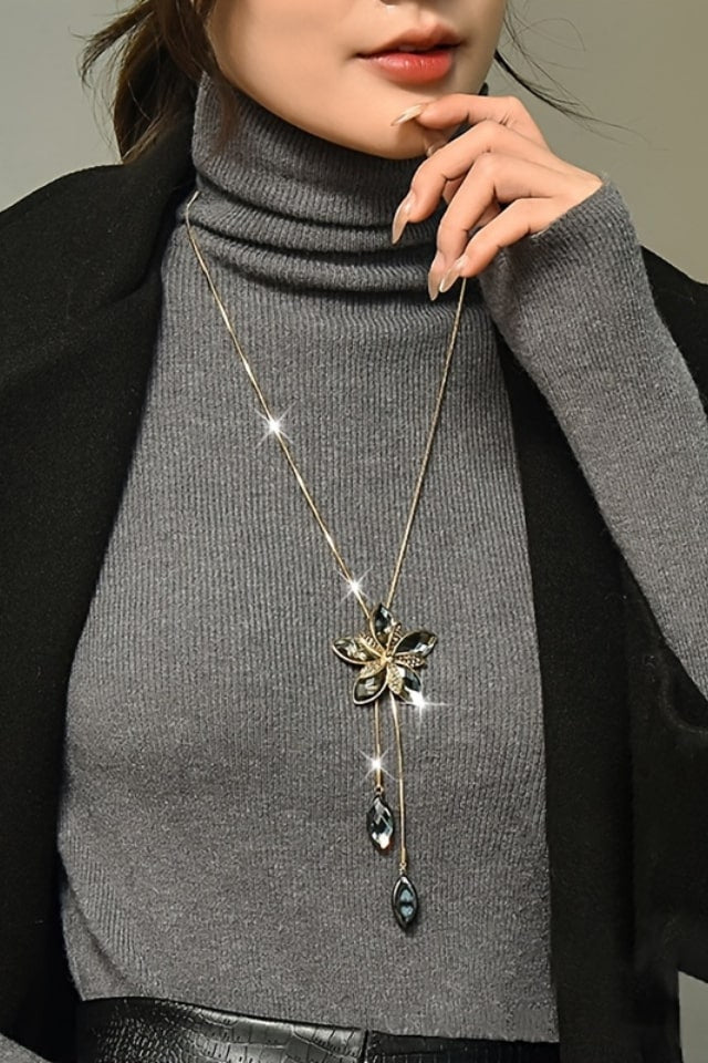 Women’s Elegant Flower Y-Necklace – Alloy Snake Chain | THRILL