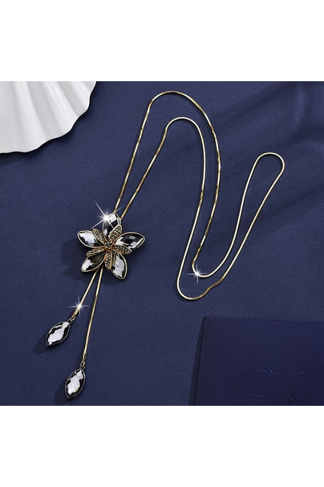 Women’s Elegant Flower Y-Necklace – Alloy Snake Chain | THRILL