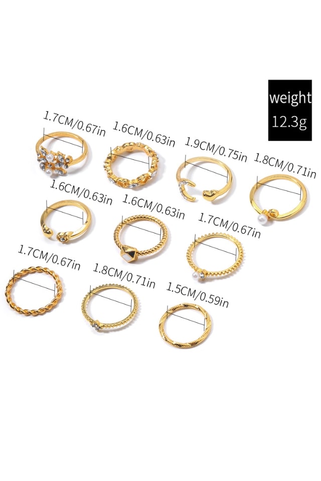 Women’s Multi-Design Alloy Rings – Rhinestone & Pearl Accents | THRILL