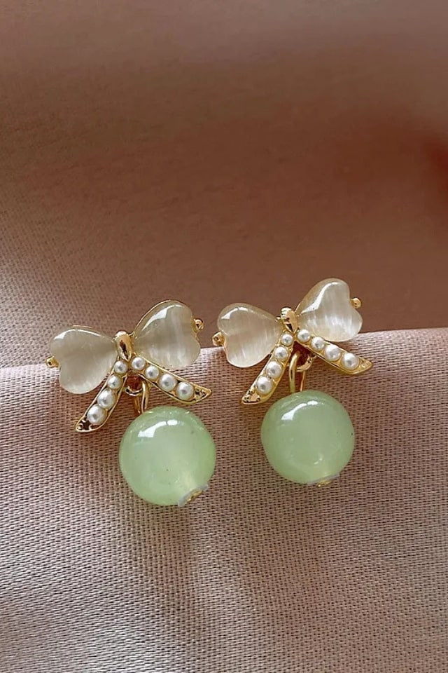 Women’s Bow Knot Zircon Drop Earrings – Inlay Alloy Design | THRILL