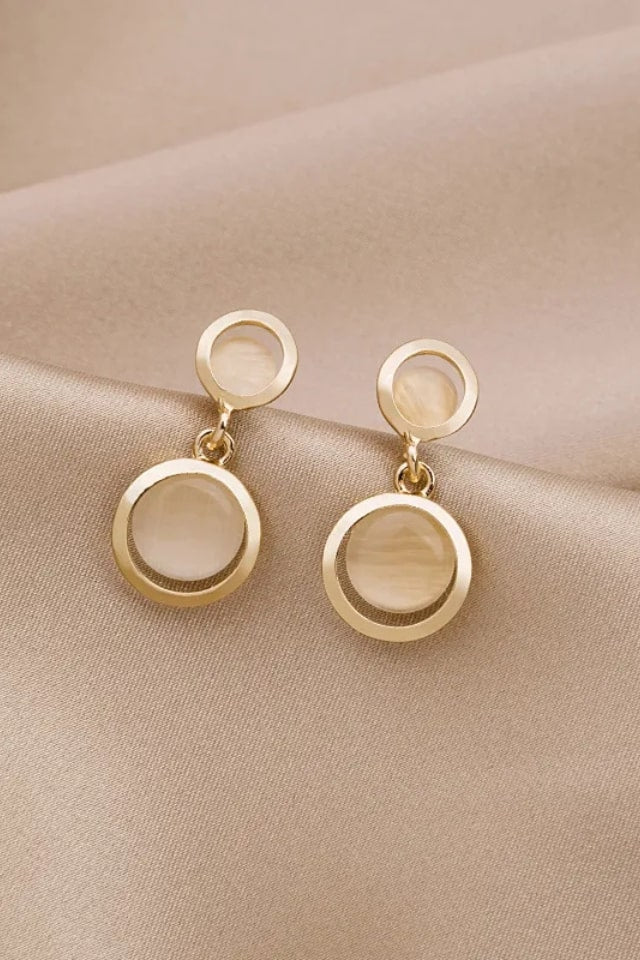 Women’s Gold Plated Stone Drop Earrings – Korean Style | THRILL
