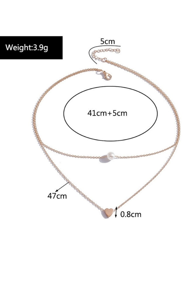 Women’s Heart-Shaped Pearl Necklace – Double-Layer Cute Design | THRILL