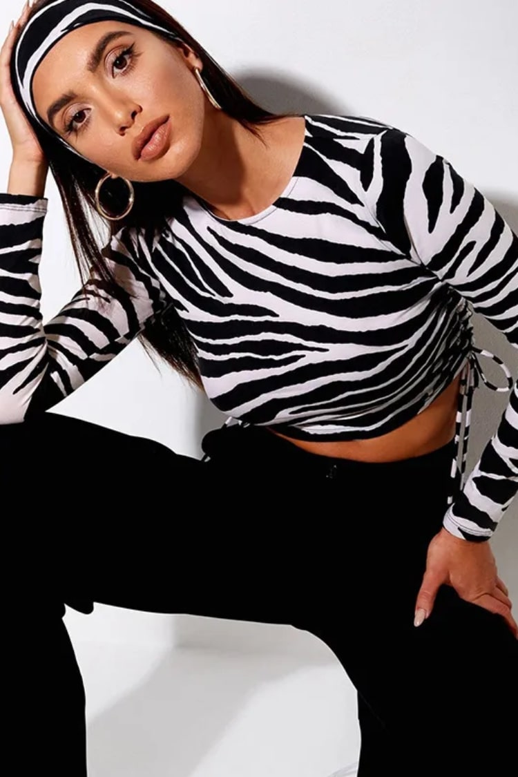 Women’s Animal Print Crop Top – Long Sleeve Streetwear | THRILL
