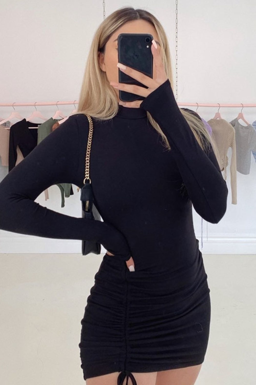 Women’s Long Sleeve Ruched Bodycon Dress – Elegant Fit | THRILL