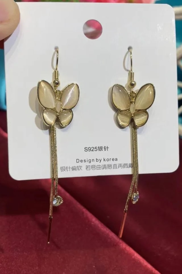 Women’s Gold Butterfly Drop Earrings – Stylish Statement | THRILL