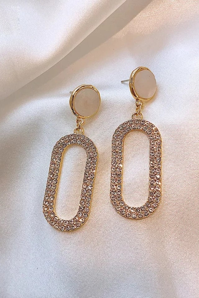 Women’s Golden Rhinestone Drop Earrings – Alloy Jewelry | THRILL