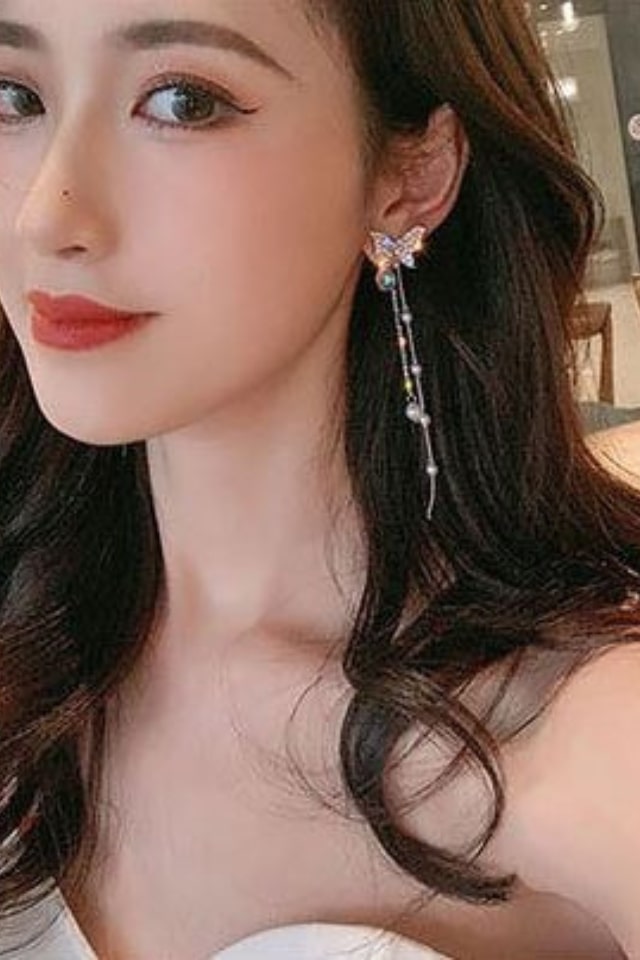 Women’s Purple Butterfly Drop Earrings – Stylish Statement | THRILL