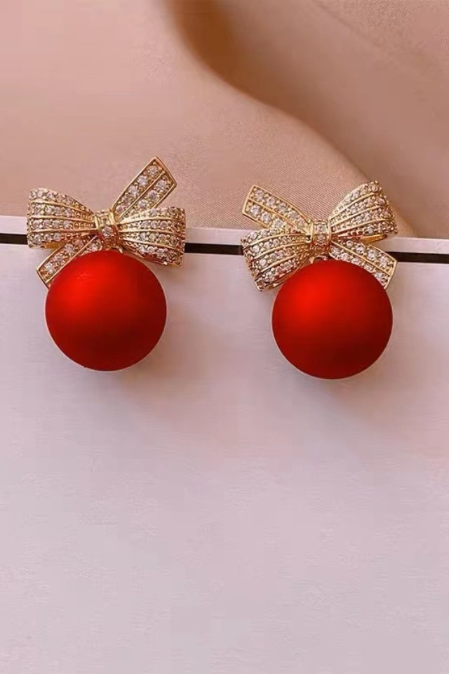 Women’s Bow Knot Rhinestone Ear Studs – Copper Design | THRILL
