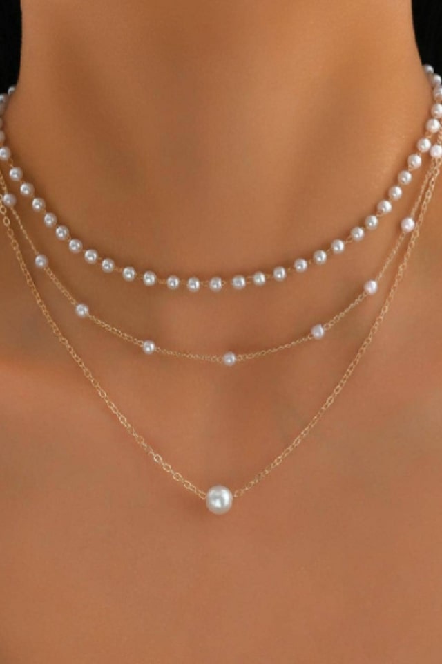 Women’s Three-Layer Pearl Necklace – Alloy Plating Design | THRILL