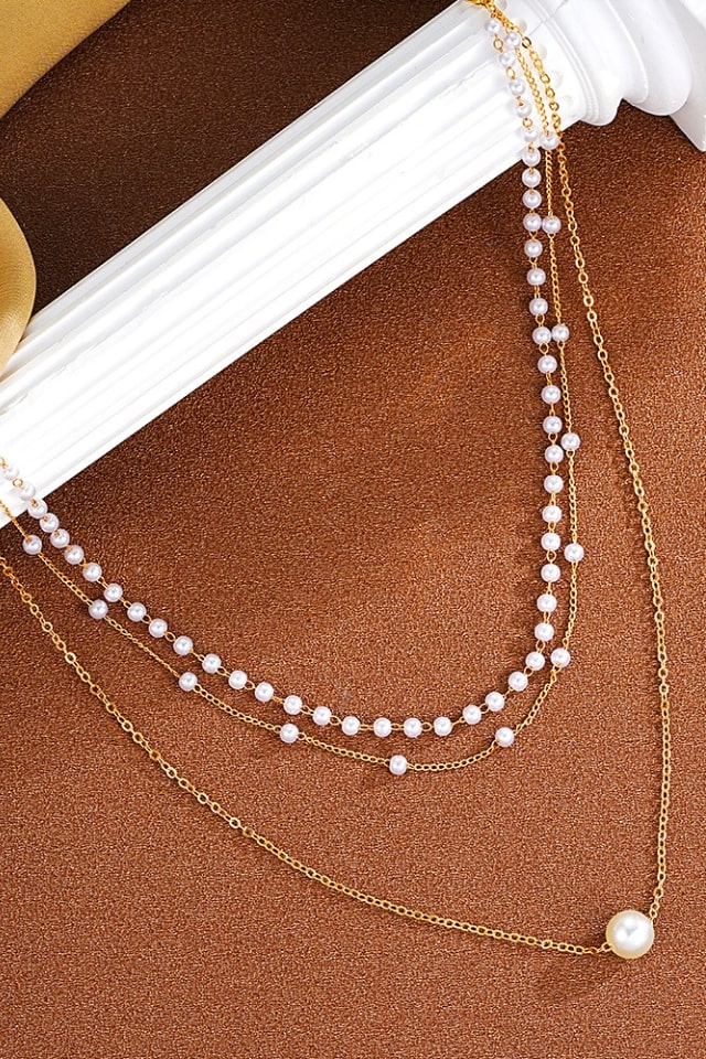 Women’s Three-Layer Pearl Necklace – Alloy Plating Design | THRILL