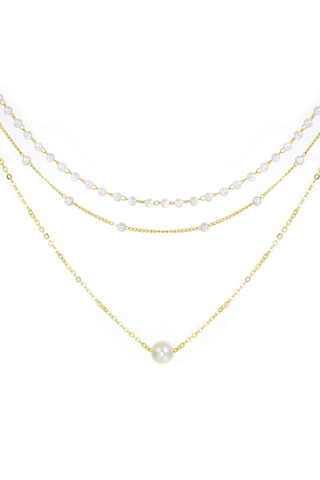 Women’s Three-Layer Pearl Necklace – Alloy Plating Design | THRILL