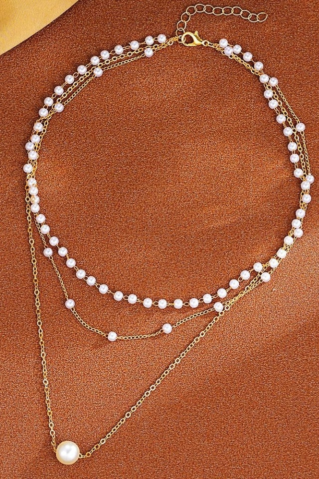 Women’s Three-Layer Pearl Necklace – Alloy Plating Design | THRILL