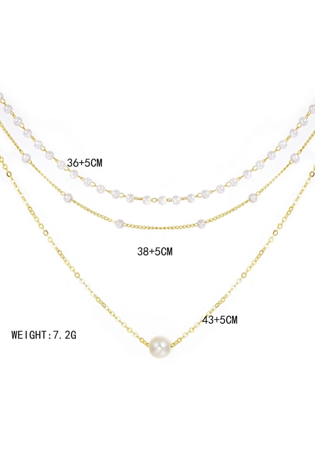 Women’s Three-Layer Pearl Necklace – Alloy Plating Design | THRILL