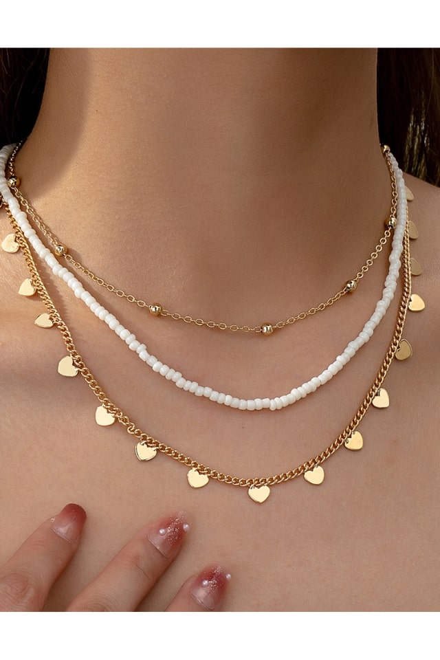 Women’s Three-Layer Heart Necklace – Classic Copper Alloy | THRILL