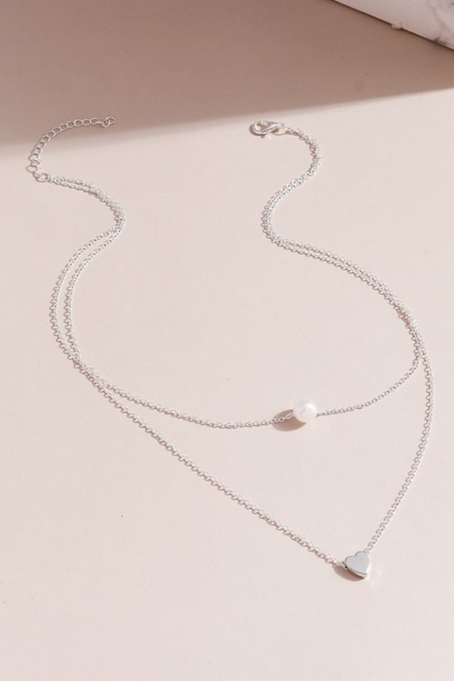 Women’s Heart-Shaped Pearl Necklace – Double-Layer Cute Design | THRILL