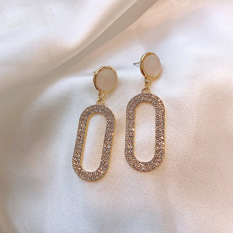 Women’s Golden Rhinestone Drop Earrings – Alloy Jewelry | THRILL