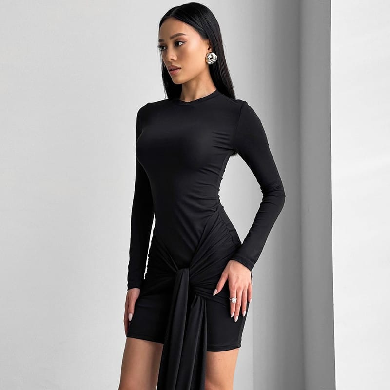 Women’s Knotted Bandage Solid Bodycon Short Dress – Chic & Sexy | THRILL