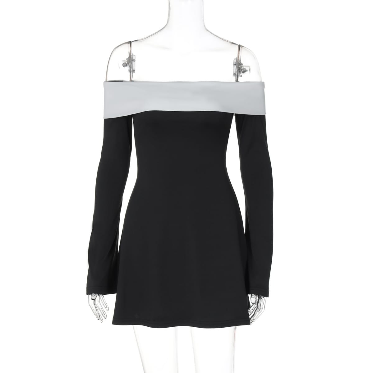 Women’s Off-Shoulder Long Sleeve A-Line Short Dress – Chic & Flirty | THRILL