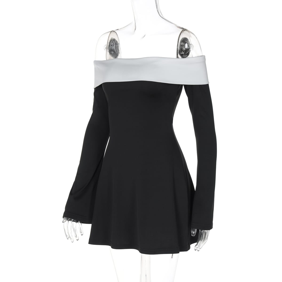 Women’s Off-Shoulder Long Sleeve A-Line Short Dress – Chic & Flirty | THRILL