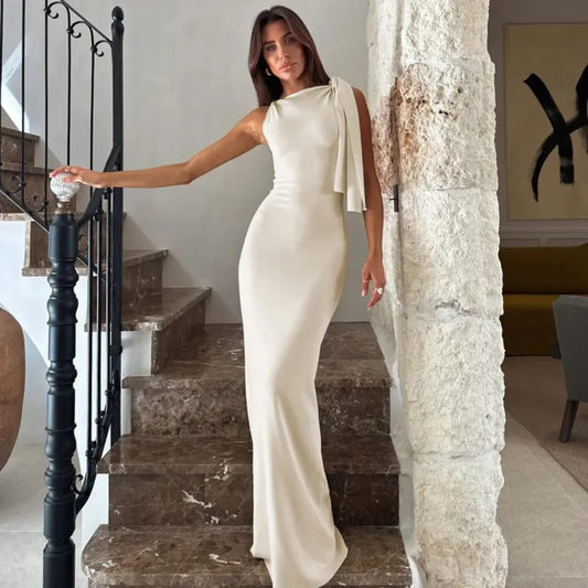 Women’s Asymmetrical Lace-Up Tassel Sleeveless Evening Dress – Elegant | THRILL