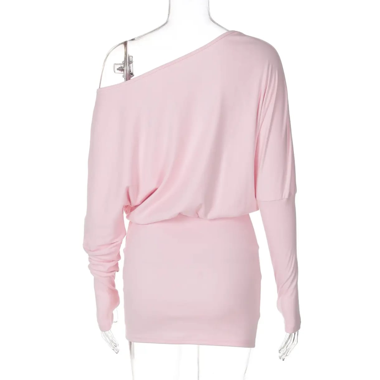Women’s Skew Collar Long Sleeve Knit Short Dress – Chic & Cozy | THRILL