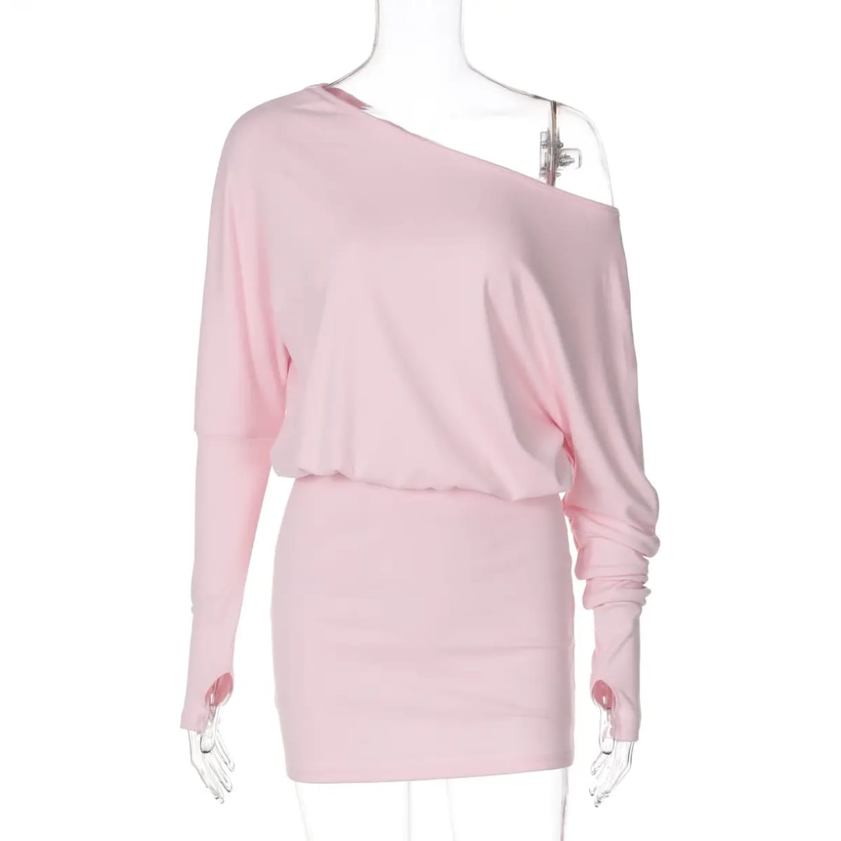 Women’s Skew Collar Long Sleeve Knit Short Dress – Chic & Cozy | THRILL