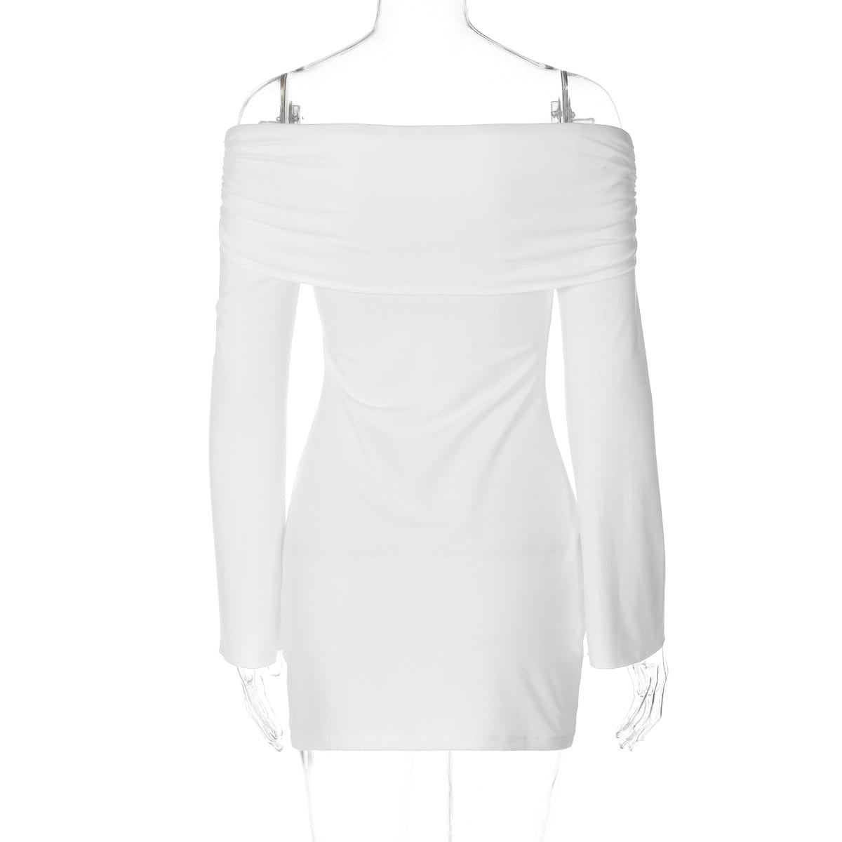 Women’s Ruched Off-Shoulder Long Sleeve Mini Dress – Chic & Elegant | THRILL