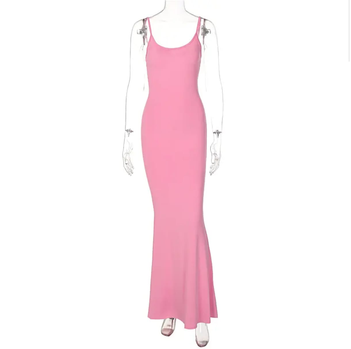 Women’s Solid Color Spaghetti Strap Bodycon Long Dress – Chic & Elegant | THRILL