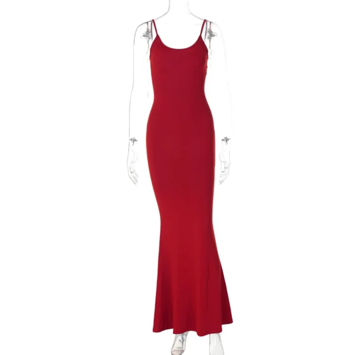 Women’s Solid Color Spaghetti Strap Bodycon Long Dress – Chic & Elegant | THRILL
