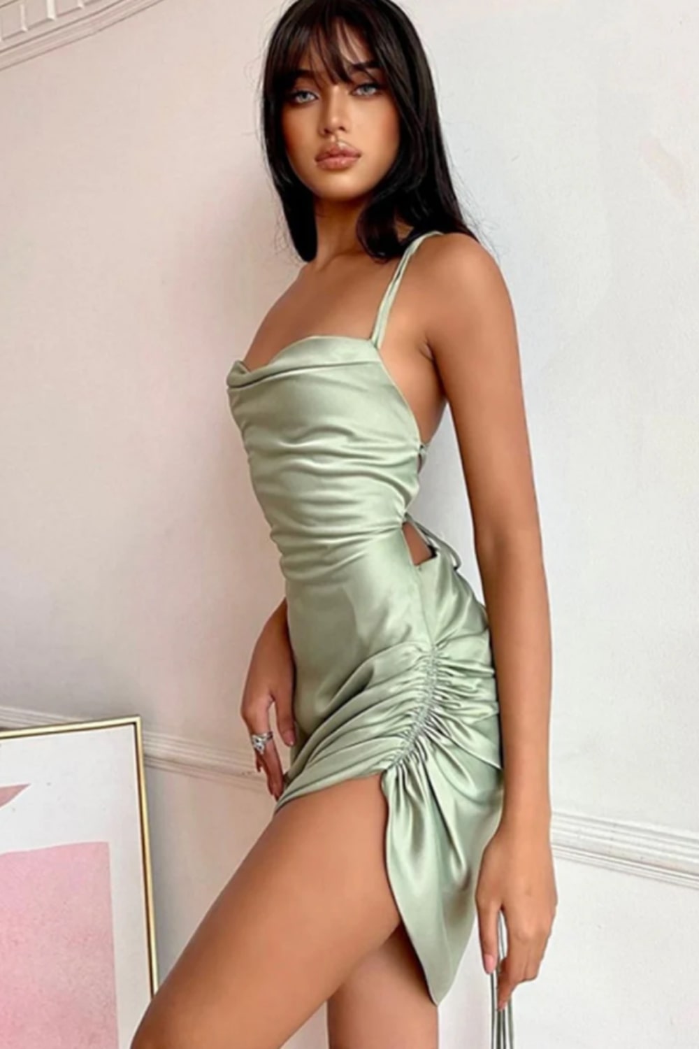 Women’s Backless Ruched Bodycon Dress – Chic Evening Wear | THRILL
