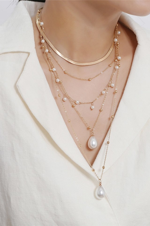 Women’s Gothic Baroque Pearl Tassel Necklace – Multi-Layered | THRILL