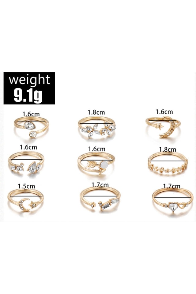 Women’s Modern Geometric Gold Rings – Rhinestone Inlay Design | THRILL