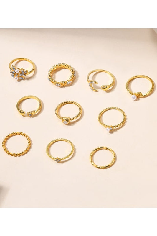 Women’s Multi-Design Alloy Rings – Rhinestone & Pearl Accents | THRILL