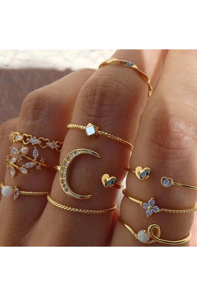 Women’s Multi-Design Alloy Rings – Rhinestone & Pearl Accents | THRILL