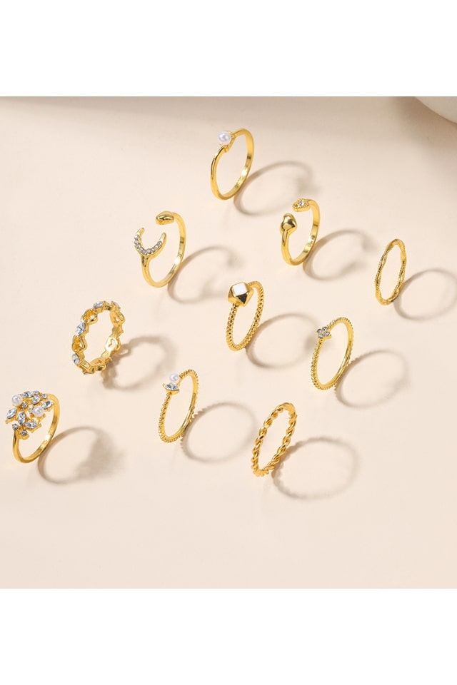 Women’s Multi-Design Alloy Rings – Rhinestone & Pearl Accents | THRILL