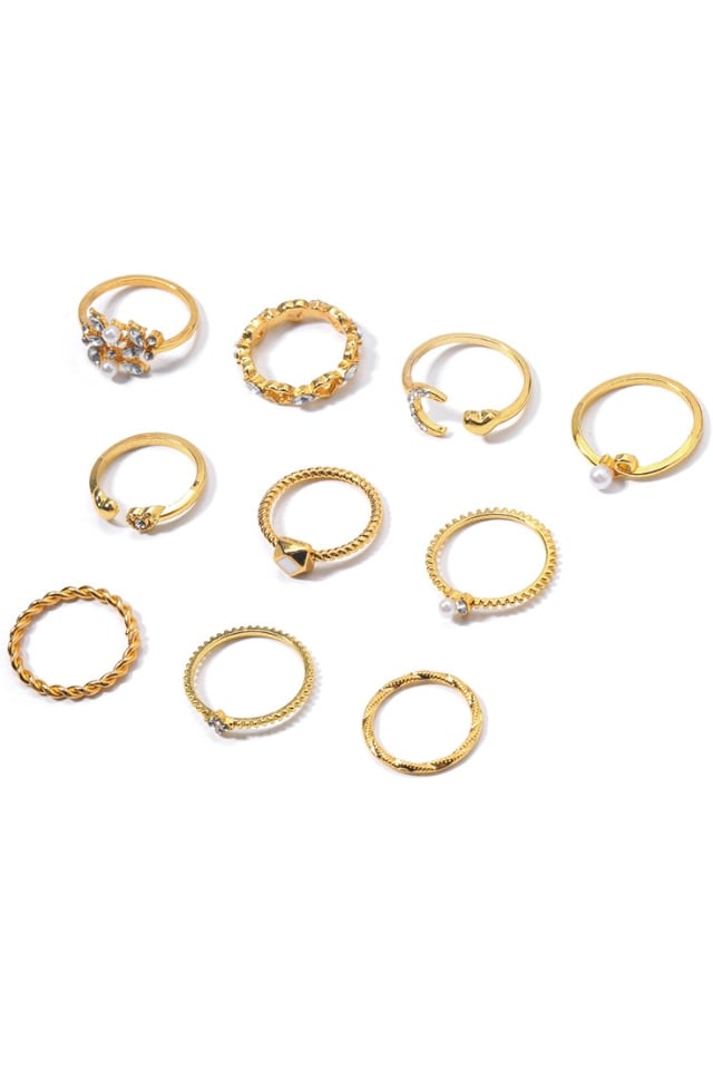 Women’s Multi-Design Alloy Rings – Rhinestone & Pearl Accents | THRILL