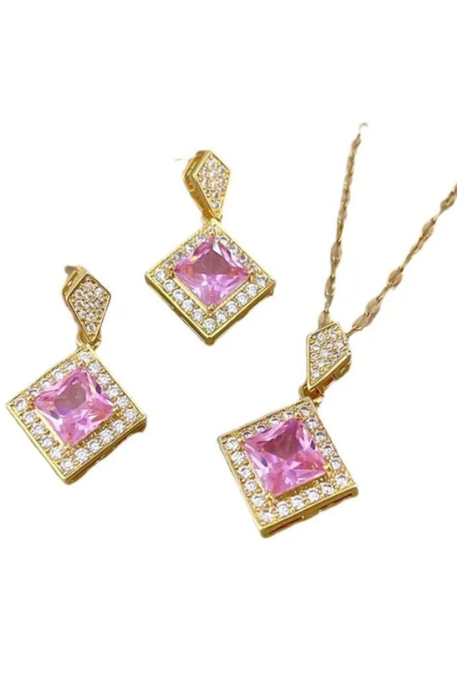 Women’s Elegant Square Crystal Jewelry Set – Alloy Inlay Design | THRILL