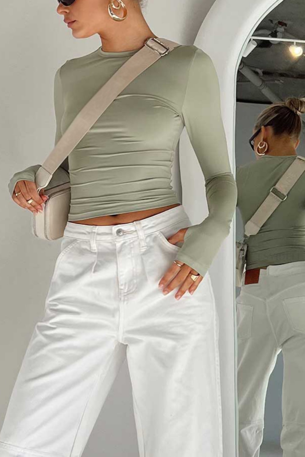 Women’s Long Sleeve Fitted Crop Top – Streetwear Essential | THRILL