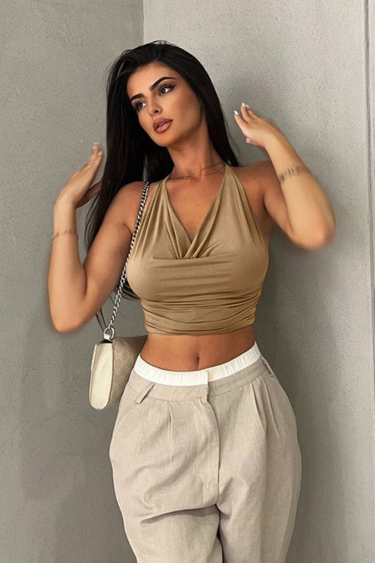 Women’s Halter Neck Backless Crop Top – Chic Streetwear | THRILL