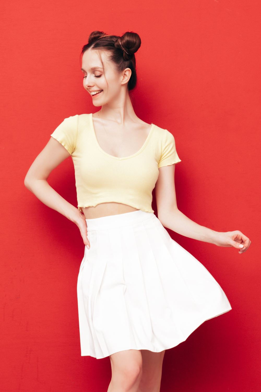 Women’s Preppy Chiffon Skirt – Solid Above-Knee Style | THRILL